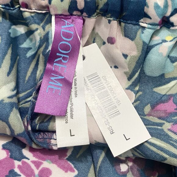 Adore Me Womens Satin Pajama Pants Size Large Pull-On Pockets Floral Colorful - Picture 11 of 12